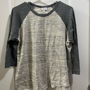 LuLaRoe Charcoal and Cream Randy Top